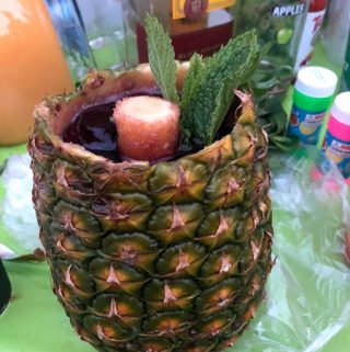 Sangria in pineapple cup