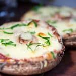 baked vegetarian portabella mushroom pizza